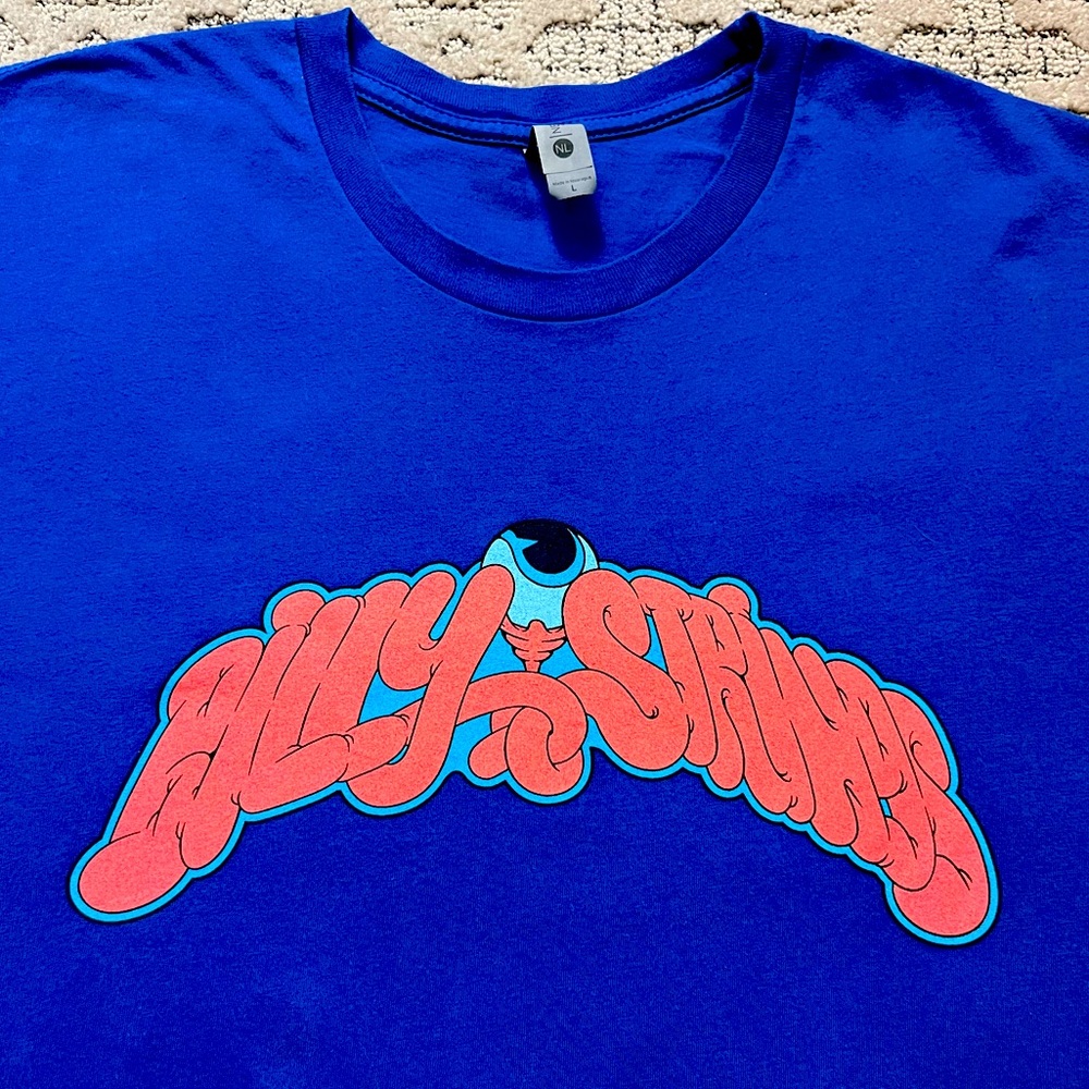 🎸 '22 Billy Strings Artist Funky Test Trippy Eyeball Art Graphic Blue Orange Tee